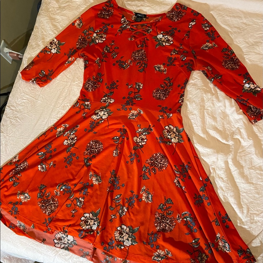 Red floral dress